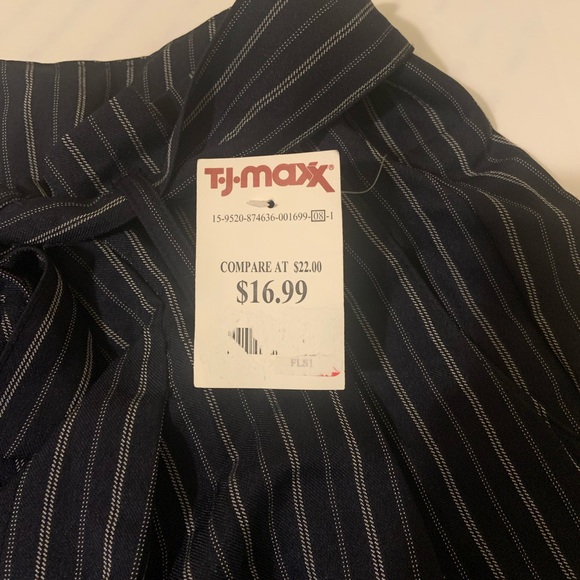 Navy blue stripped flared pants - Picture 6 of 6